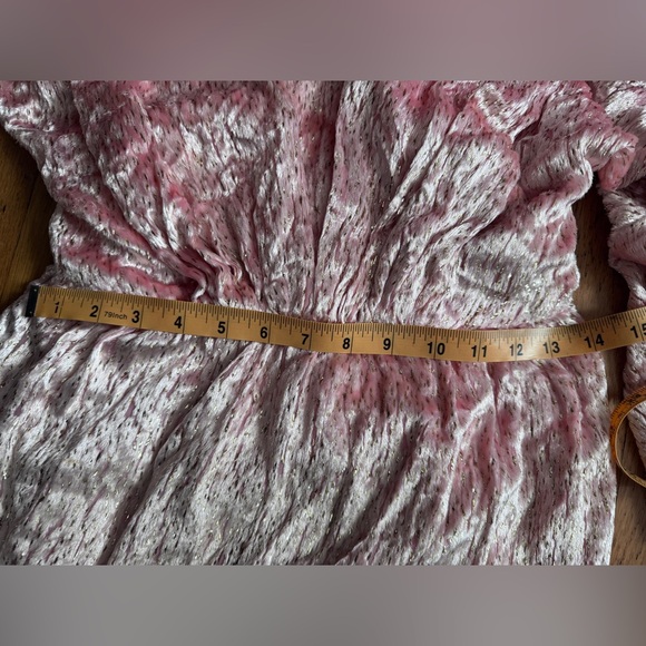 70s Vintage Pink and Gold Velvet Gown Sz M - Picture 6 of 8